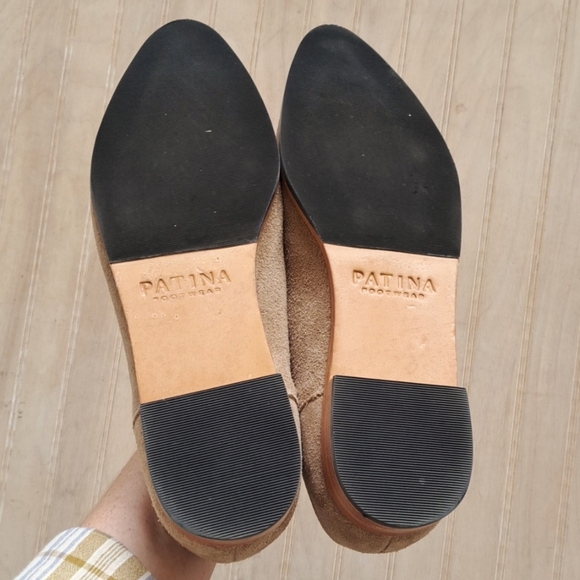 Patina Taupe Suede Leather Pointed Toe Loafers Portland Leather Goods Flats - Picture 4 of 7